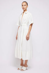 SIMKHAI - Deanna Belted Midi Dress - White