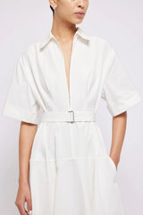 SIMKHAI - Deanna Belted Midi Dress - White