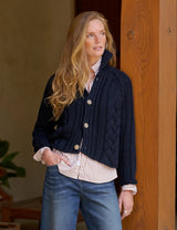 Frank & Eileen - Mini Cotswolds Cable Cardigan - Marine