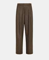 Momoni - Adam Pant in Two-Tone Chevron Wool Blend - Mahogany/Almond