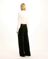 Momoni - Pascal Pant in Smooth Silk Blend Velvet - Matcha Green