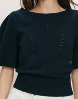 Veronica Beard Rhennah Knit Top in Navy