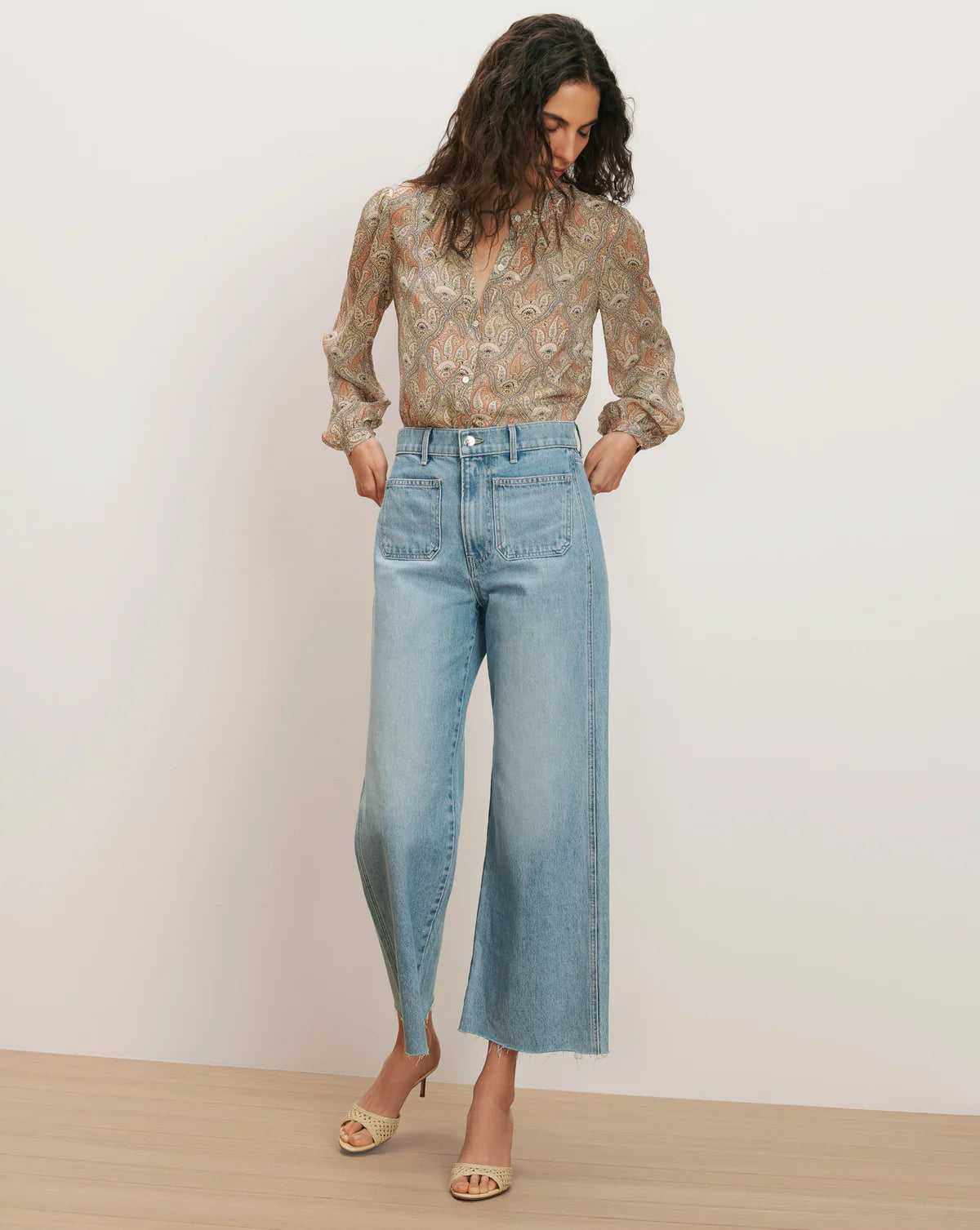 Veronica Beard Ashlynn Top in Stone Khaki Multi