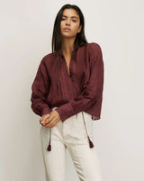 Veronica Beard- Sawyer Blouse- Raisin