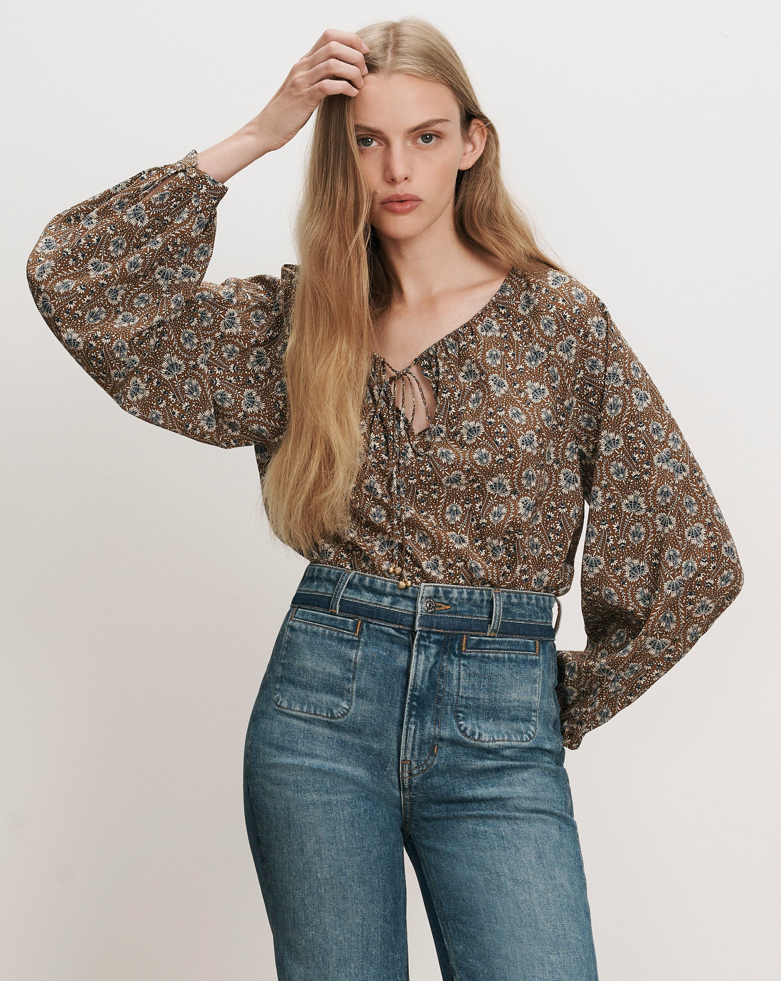 Veronica Beard- Rhosen Blouse- Acorn Multi