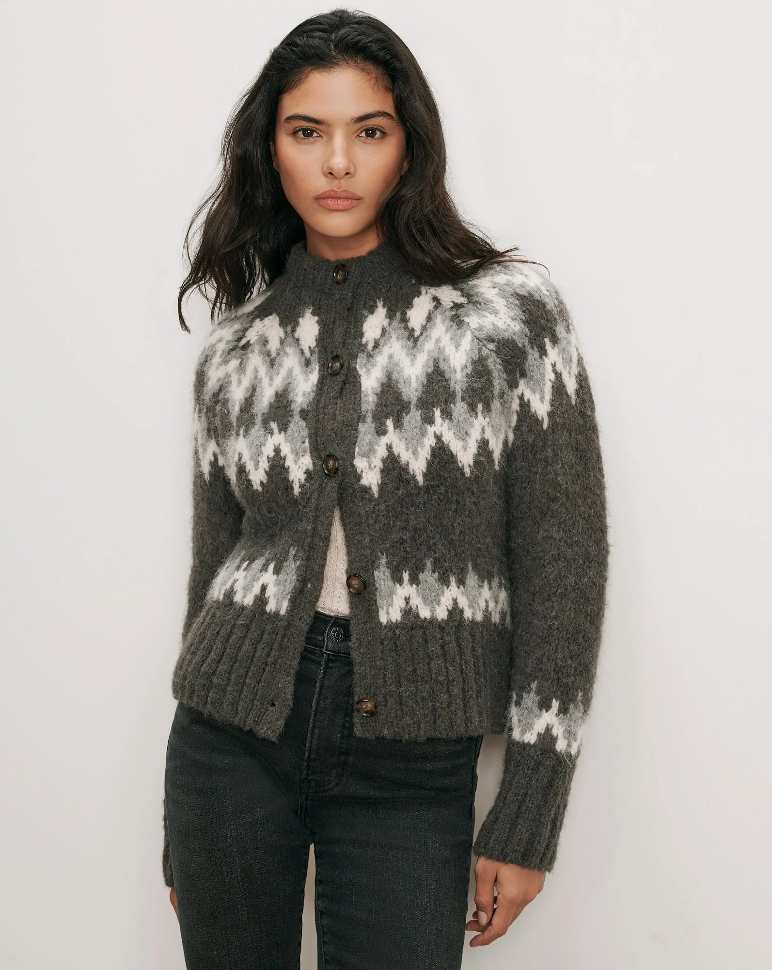Veronica Beard - Christina Fair Isle Cardigan - Green Shadow Multi