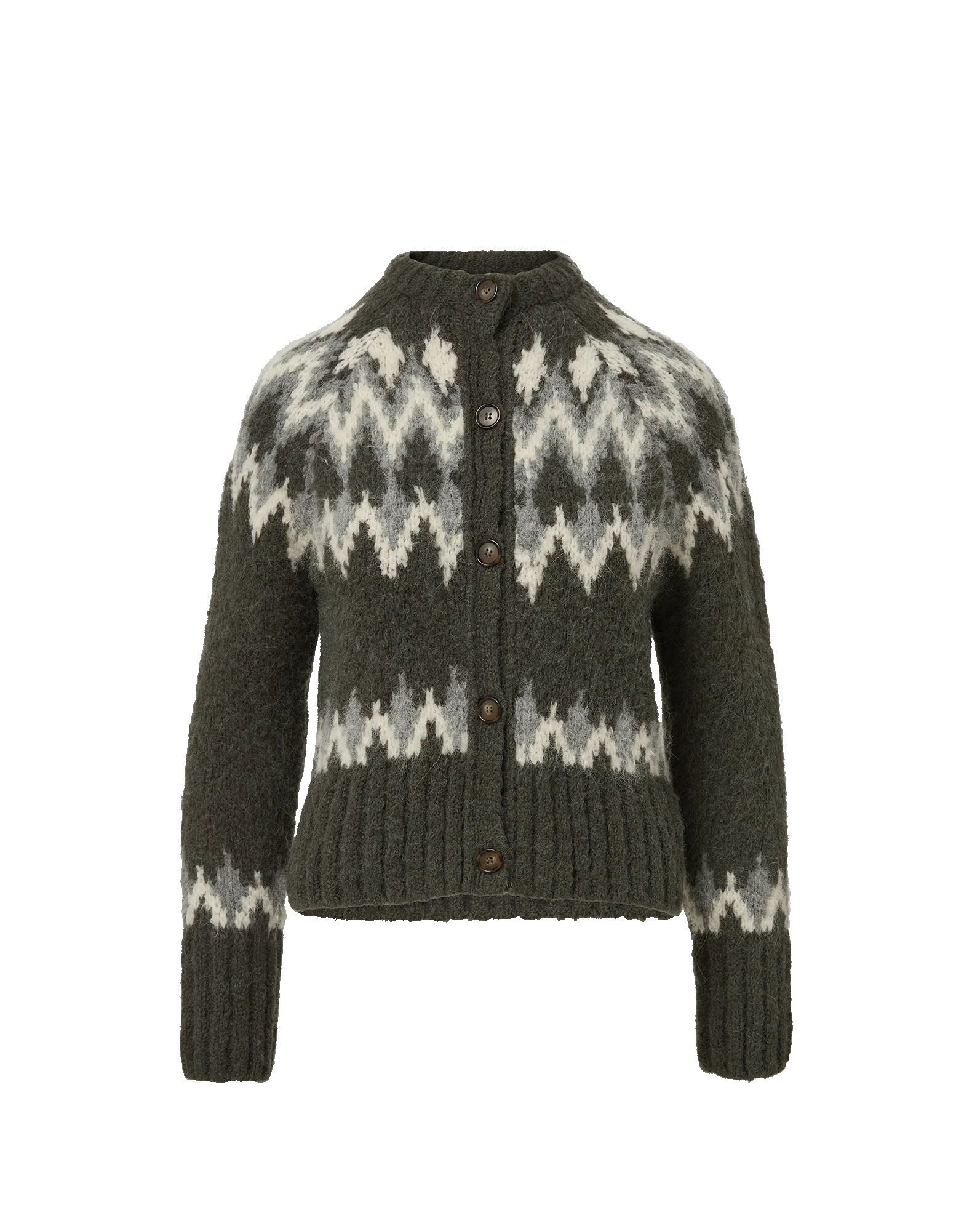 Veronica Beard - Christina Fair Isle Cardigan - Green Shadow Multi