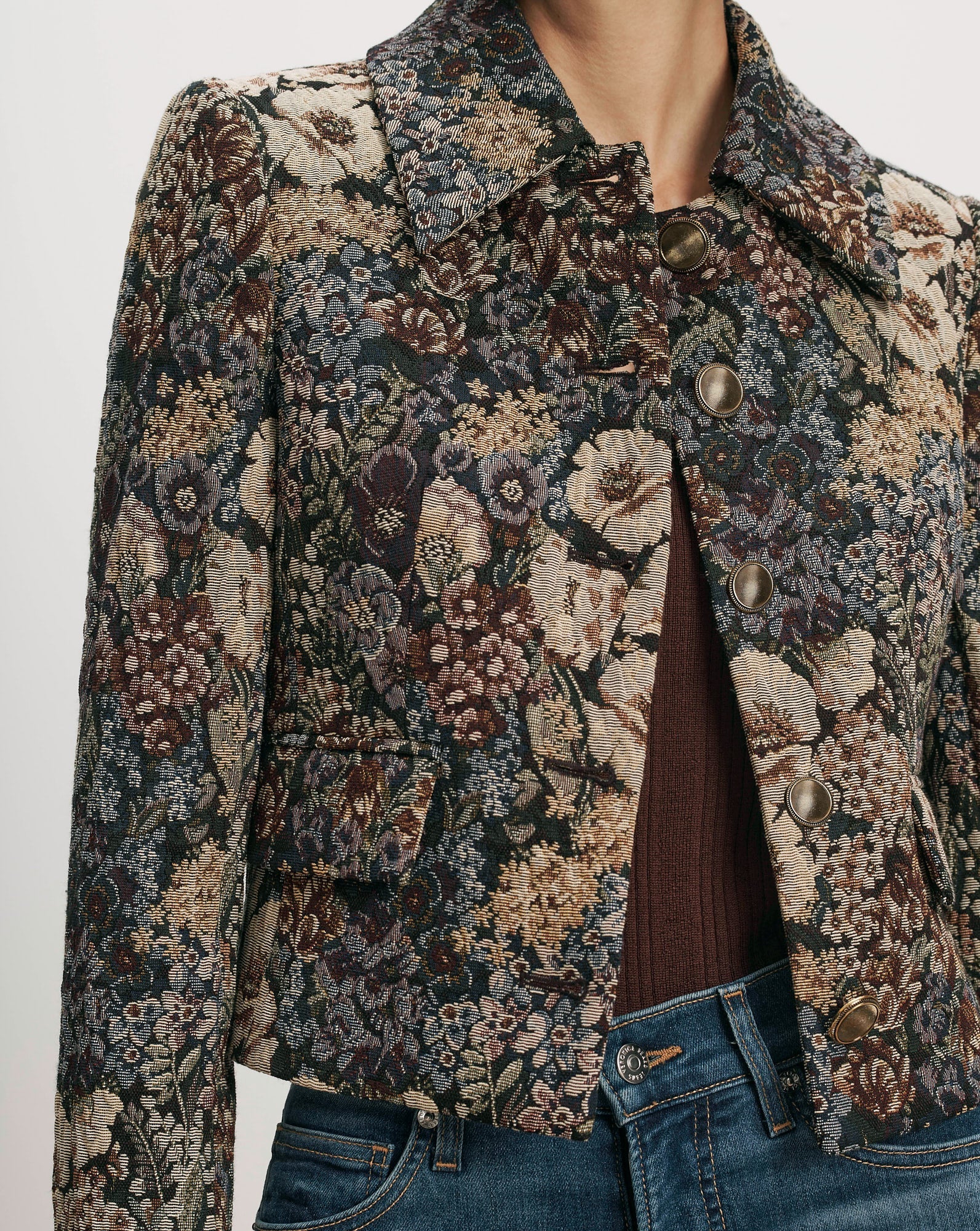 Veronica Beard - Wilde Jacket w Collar - Dark Eggplant Multi