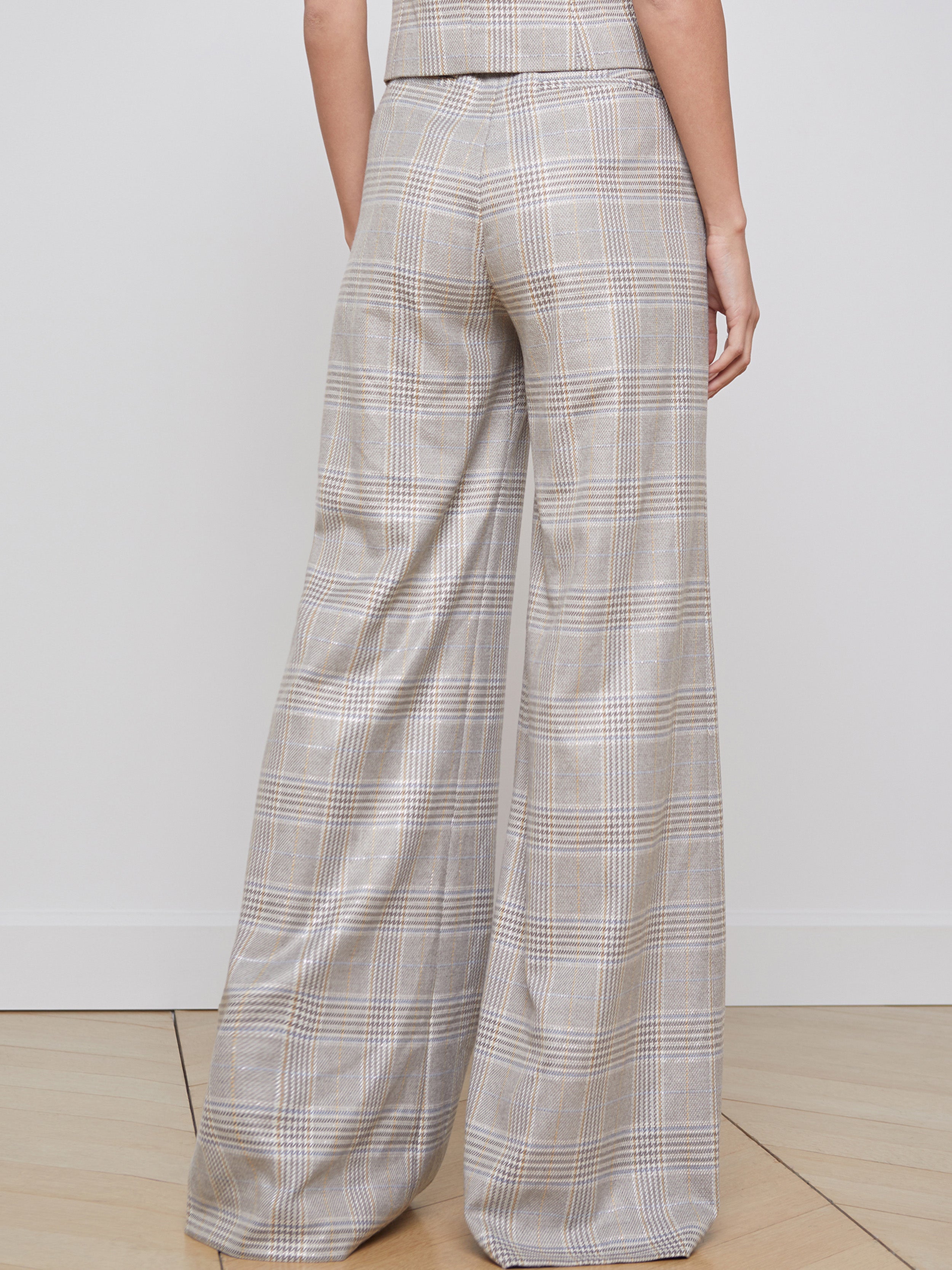 L'Agence - Pilar Wide Leg Pant - Ivory/Neutral Multicolor