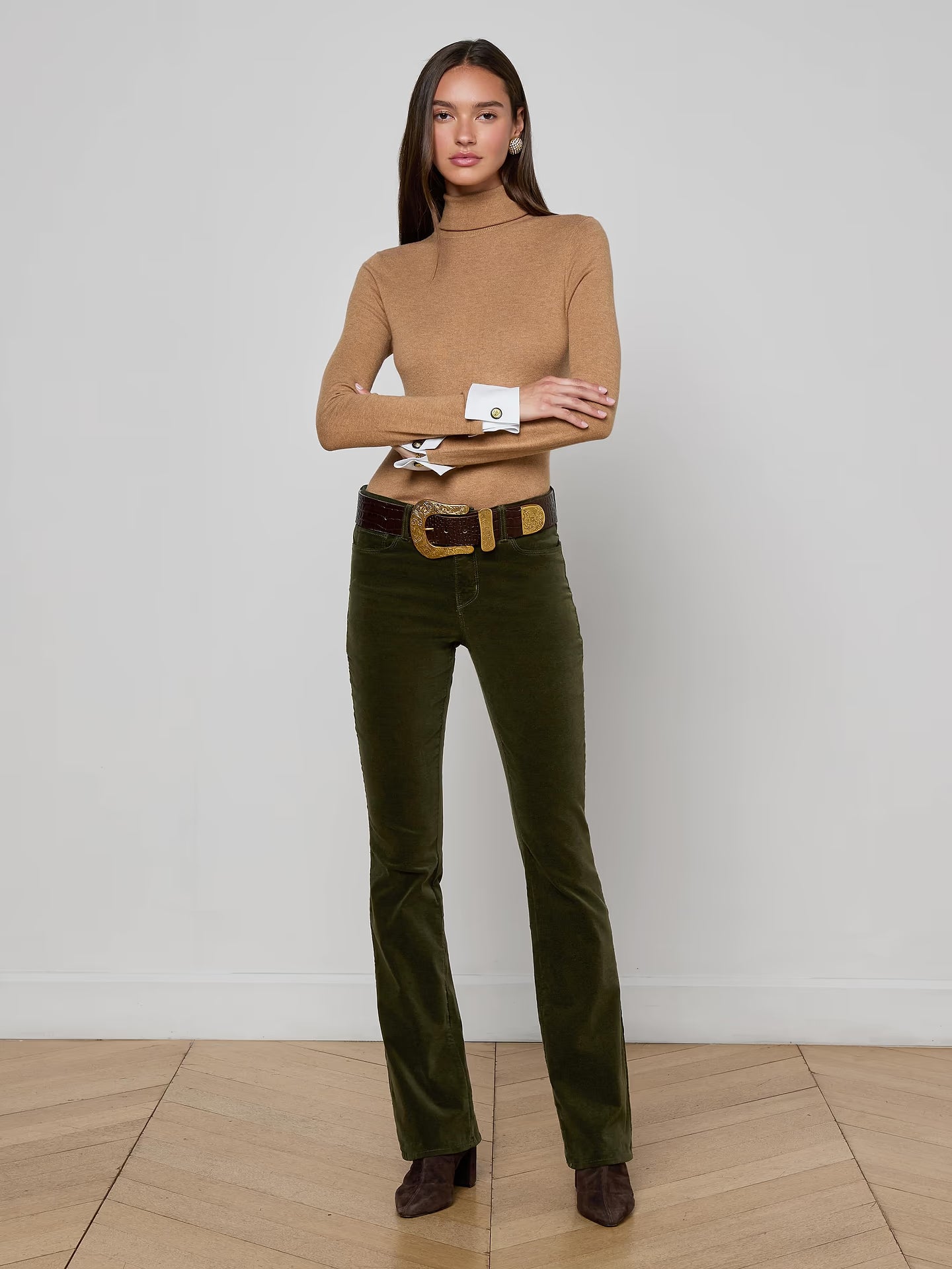 L'agence Stevie H/R Straight Pant Deep Olive