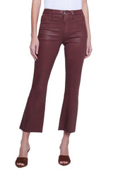 L'Agence - Kendra H/R Crop Flare - Dark Cinnamon Coated