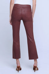 L'Agence - Kendra H/R Crop Flare - Dark Cinnamon Coated