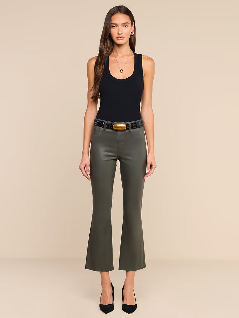 L'AGENCE- Kendra H/R Crop Flare- Ash Olive