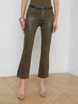 L'AGENCE - Kendra Coated Cropped Flare Jean - Pinewood Coated