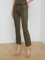 L'AGENCE - Kendra Coated Cropped Flare Jean - Pinewood Coated