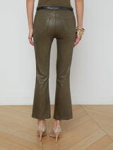 L'AGENCE - Kendra Coated Cropped Flare Jean - Pinewood Coated