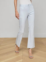 L'AGENCE Kendra H/R Crop Flare in Coated Pale Mist Blue