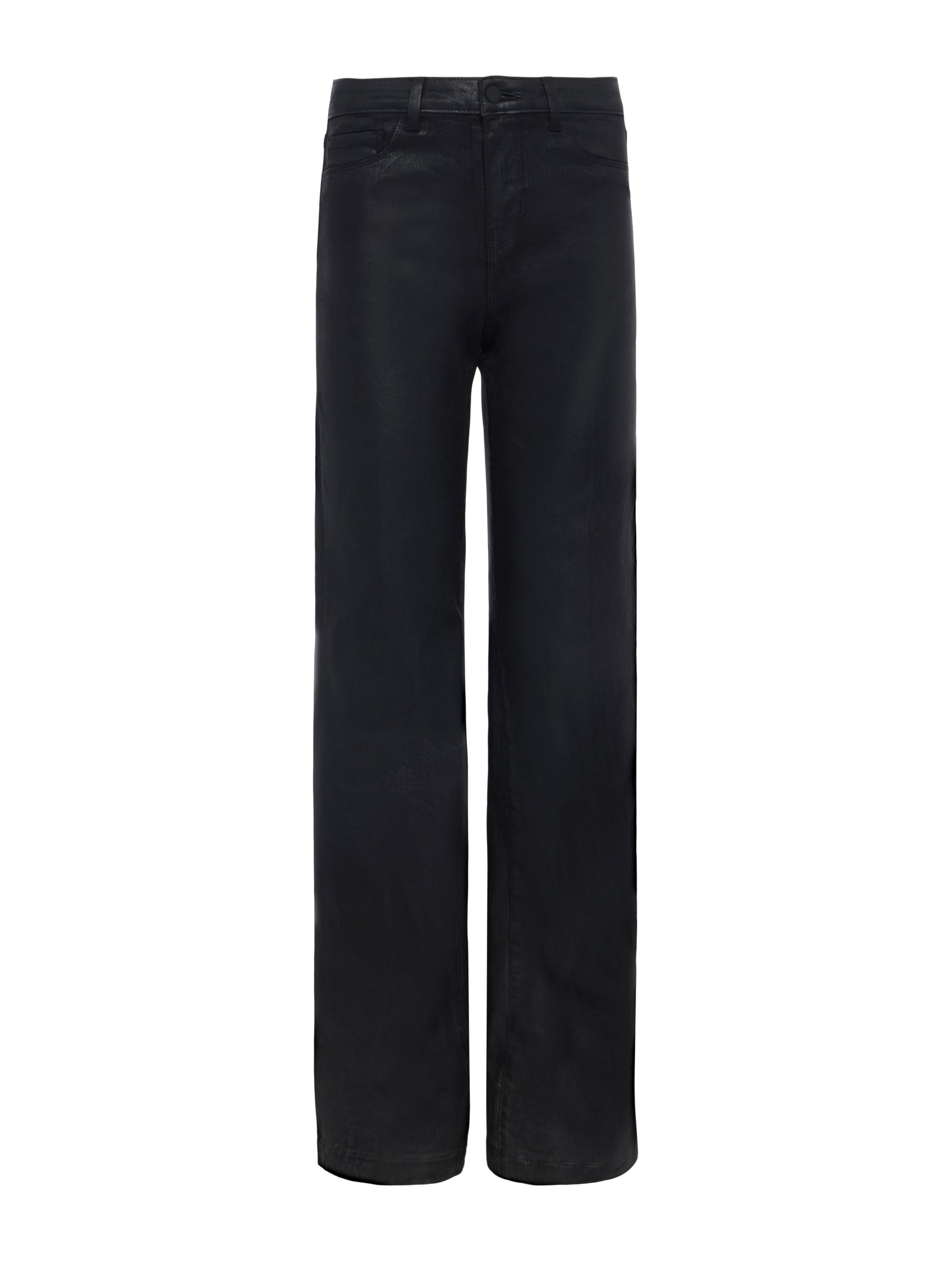 L'Agence - Clayton  Coated H/R  Wide-Leg Jean - Noir Coated