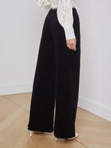 L'Agence - Maghra Velvet Highrise Wide Leg Jean - Noir