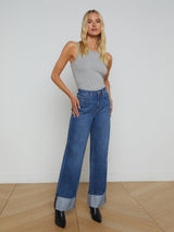 L'AGENCE - Miley Cuffed Wide-Leg Jean - Lampson