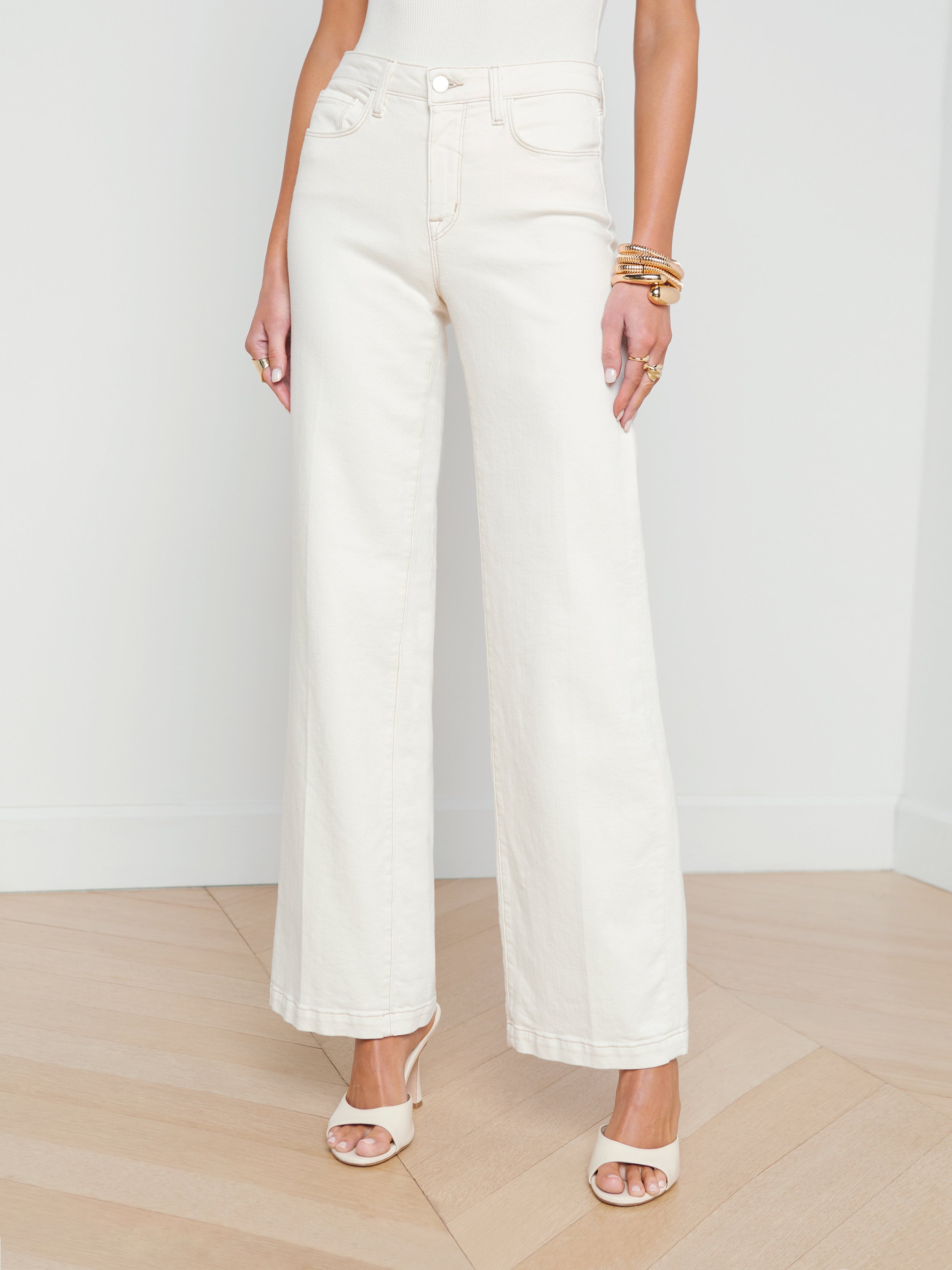 L'AGENCE - Scottie Highrise Wide Leg Jean - Macadamia