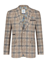 A Fish Named Fred - Wool Check Blazer - Beige Navy Plaid