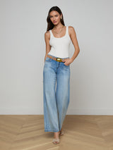 L'agence Joanne L/R Wide Leg Jean in Dry Ice