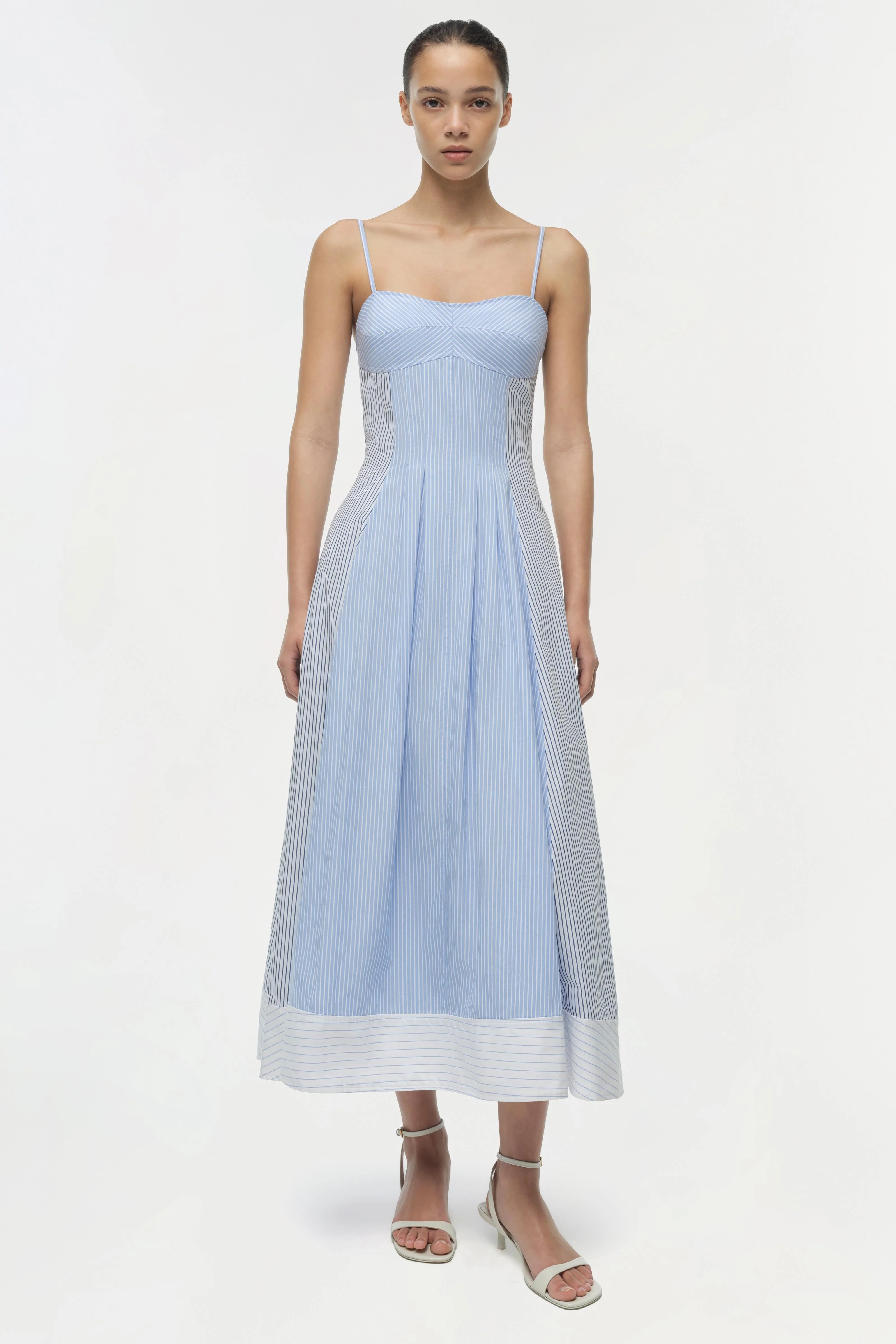 SIMKHAI - Chamberlain Cotton Midi Dress - Periwinkle Multi Stripe