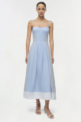 SIMKHAI - Chamberlain Cotton Midi Dress - Periwinkle Multi Stripe