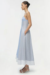 SIMKHAI - Chamberlain Cotton Midi Dress - Periwinkle Multi Stripe