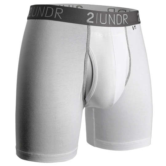 2UNDR - Swing Shift 6" Boxer Brief -  White/Grey