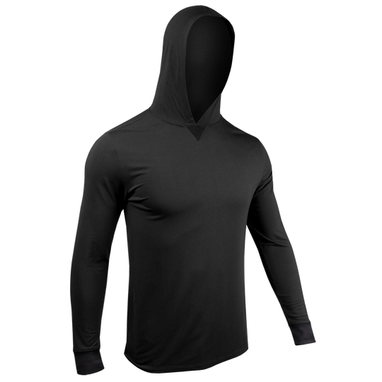 2UNDR - Luxury Long Sleeve Hooded Tee - Black