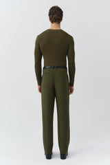 SIMKHAI - Hezekiah Classic Henley - Dark Olive