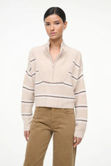 STAUD - Cropped Cashmere Hampton Sweater - Whisper Stripe