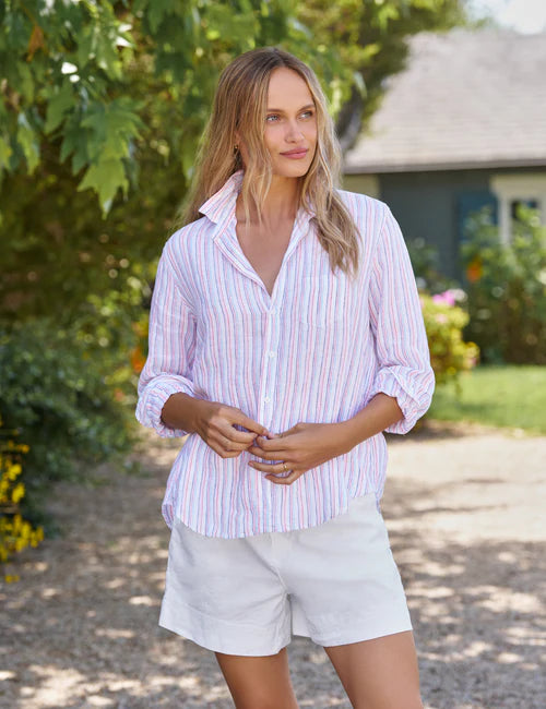 Frank & Eileen- Relaxed Button Up Eileen Shirt- Multicolor Linen Stripe