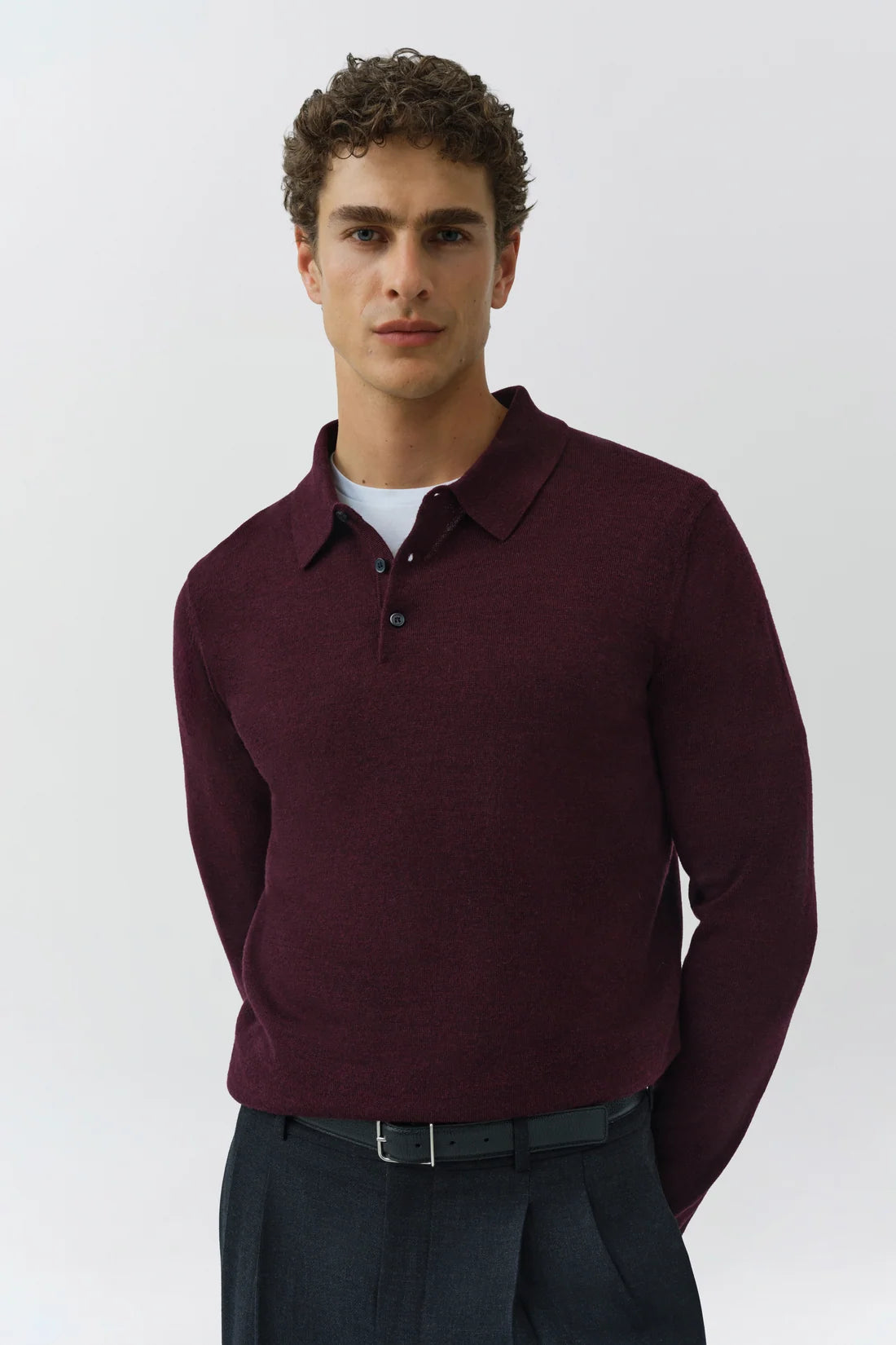 SIMKHAI - Reynolds Long Sleeve Polo - Fig