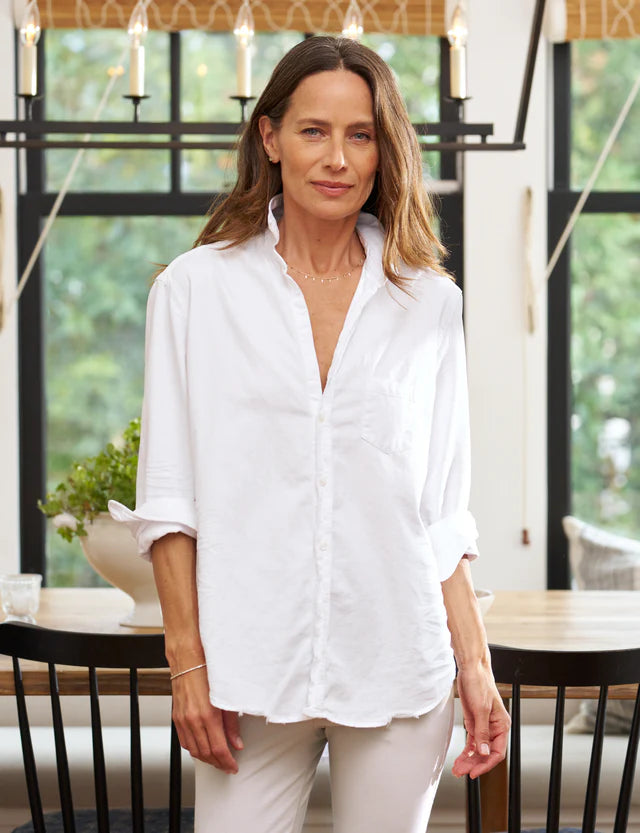 Frank & Eileen - Eileen Relaxed Button Up Shirt - White Tattered Wash Denim