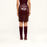 L'AGENCE- Violetta Pencil Skirt- Dark Port Croc