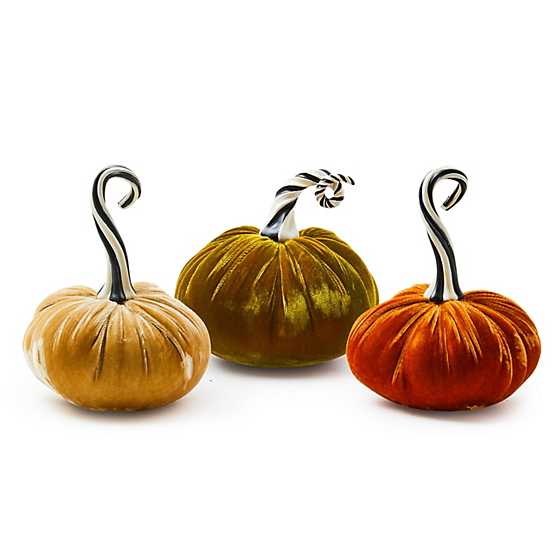 MacKenzie-Childs - Autumnology Orange Twisted Stem Velvet Pumpkin