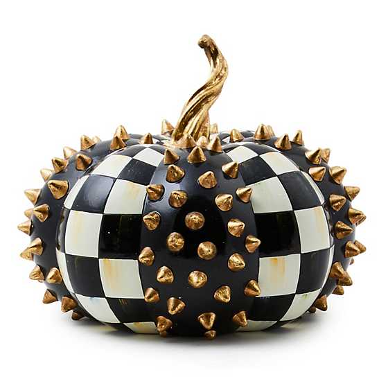 MacKenzie-Childs - Courtly Check Squashed Gold Spikes Pumpkin