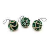 MacKenzie-Childs - Emerald Luxe Jeweled Ball Ornaments, Set of 3