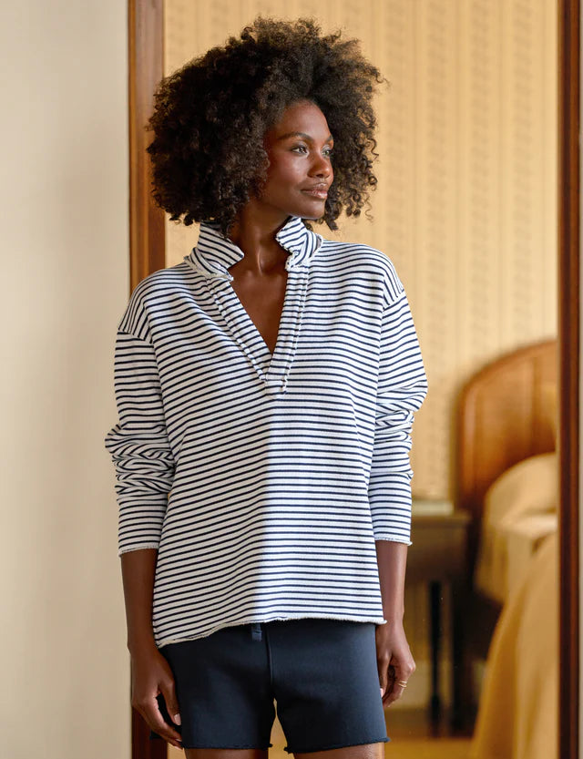 Frank & Eileen Patrick Popover white navy stripe