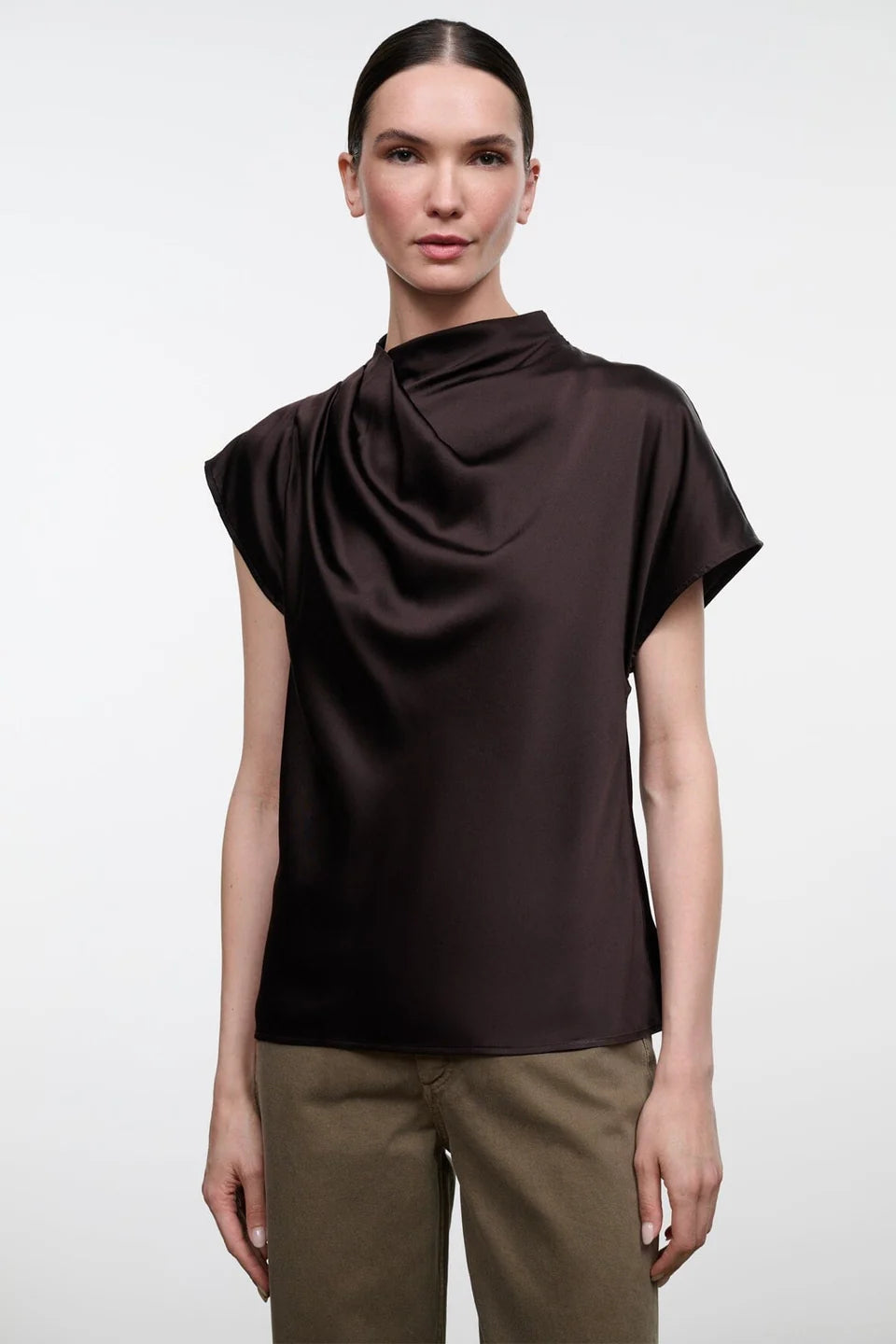STAUD- Davina Silk Top- Earth