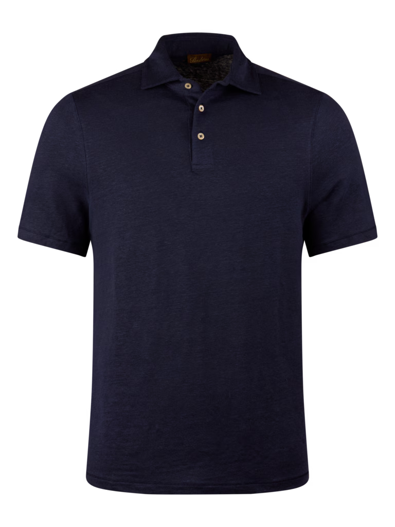 Stenstroms Men's Polo Shirt Linen Stretch in Navy