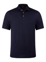 Stenstroms Men's Polo Shirt Linen Stretch in Navy
