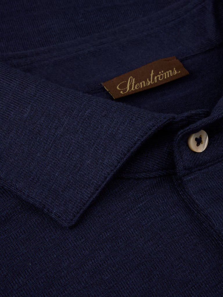 Stenstroms Men's Polo Shirt Linen Stretch in Navy