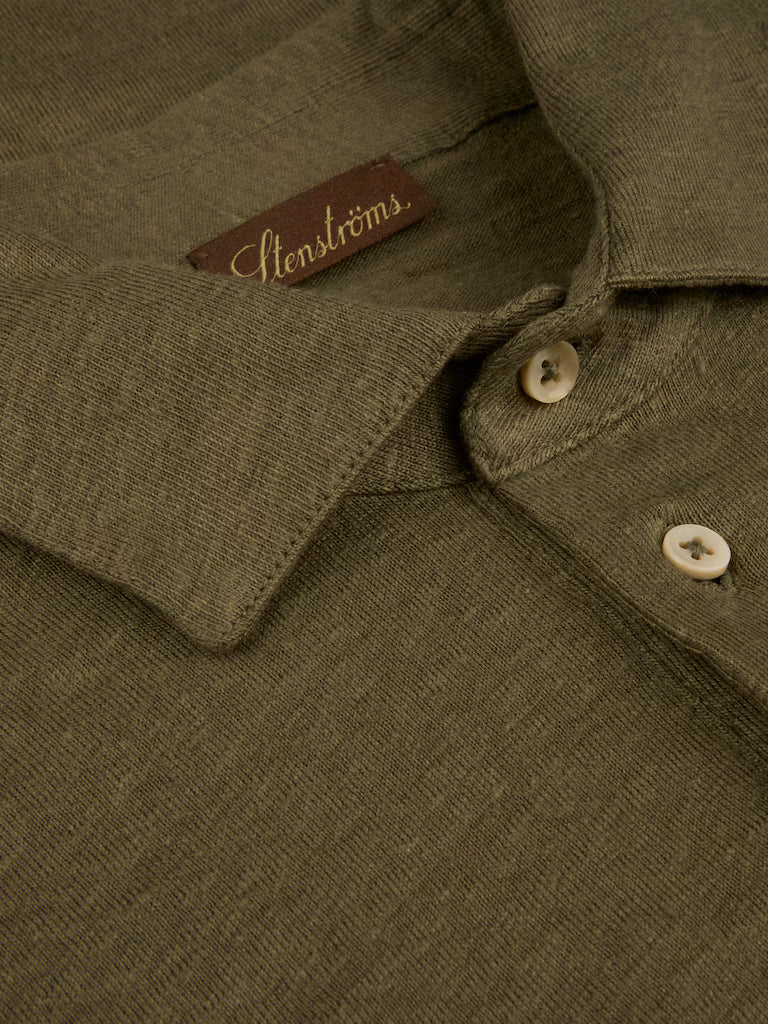 Stenstroms Polo Shirt Linen Stretch in Green
