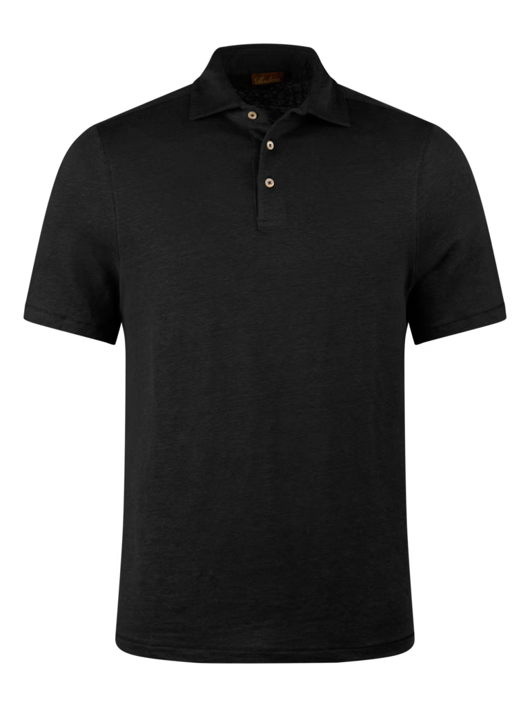 Stenstroms Men's Polo Shirt Linen Stretch in Black