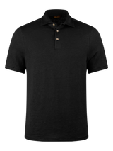 Stenstroms Men's Polo Shirt Linen Stretch in Black