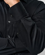 David Donahue- L/S Knit Button Up Shirt- Black